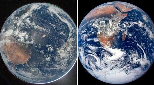 كوكب الأرض في صورتين 