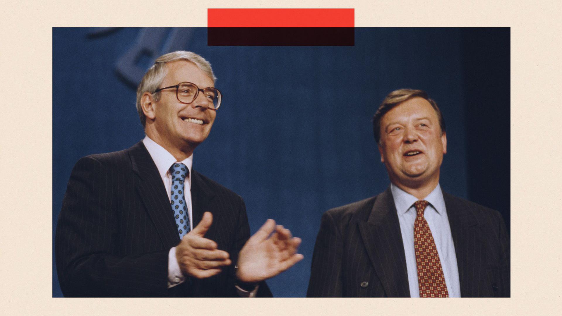 El exprimer ministro británico John Major (izquierda) y su ministro de Hacienda, Kenneth Clarke.
