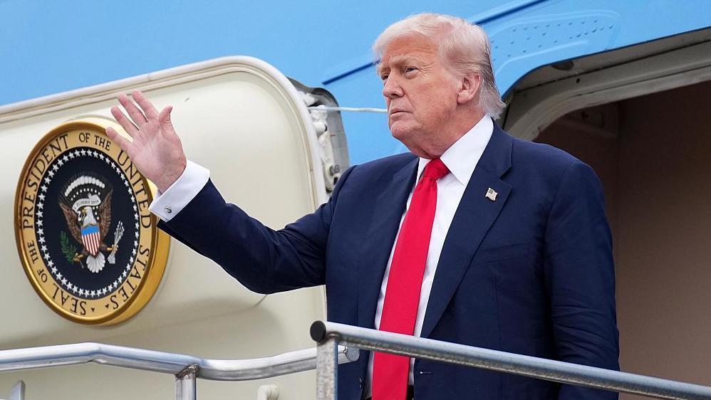 Trump says great to be in Scotland, as he lands for four-day trip