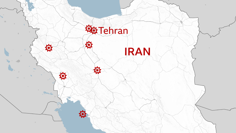 US and Israeli strikes on Iran in maps