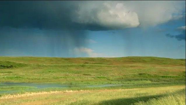 غيوم فوق مرج أخضر 