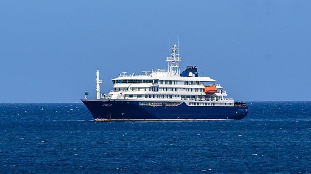 El crucero M.V. Hondius en el mar. 