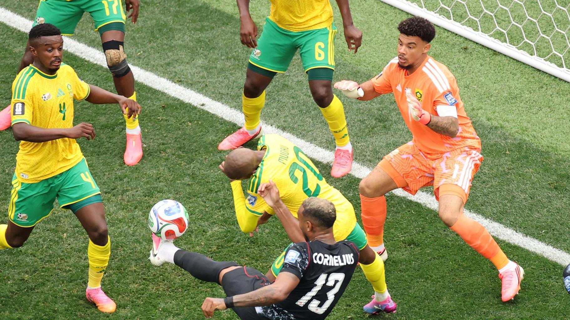 South Africa make goalline clearance to deny Canada in first World Cup knockout match