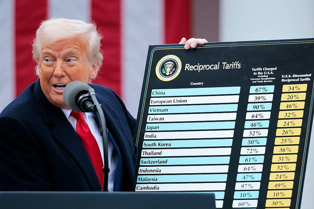 Američki predsednik Donald Tramp u tamno plavom odelu s crvenom kravatom