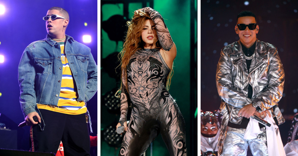 Bad Bunny, Shakira y Daddy Yankee en diferentes actuaciones musicales.