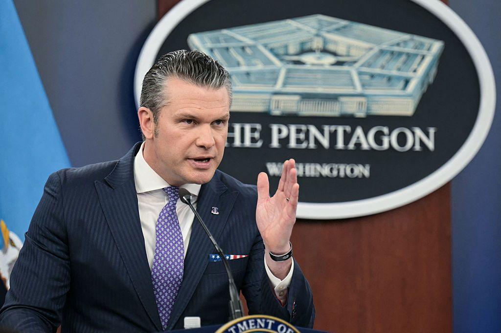 El secretario de Guerra de Estados Unidos, Pete Hegseth, durante una rueda de prensa en el Pentágono