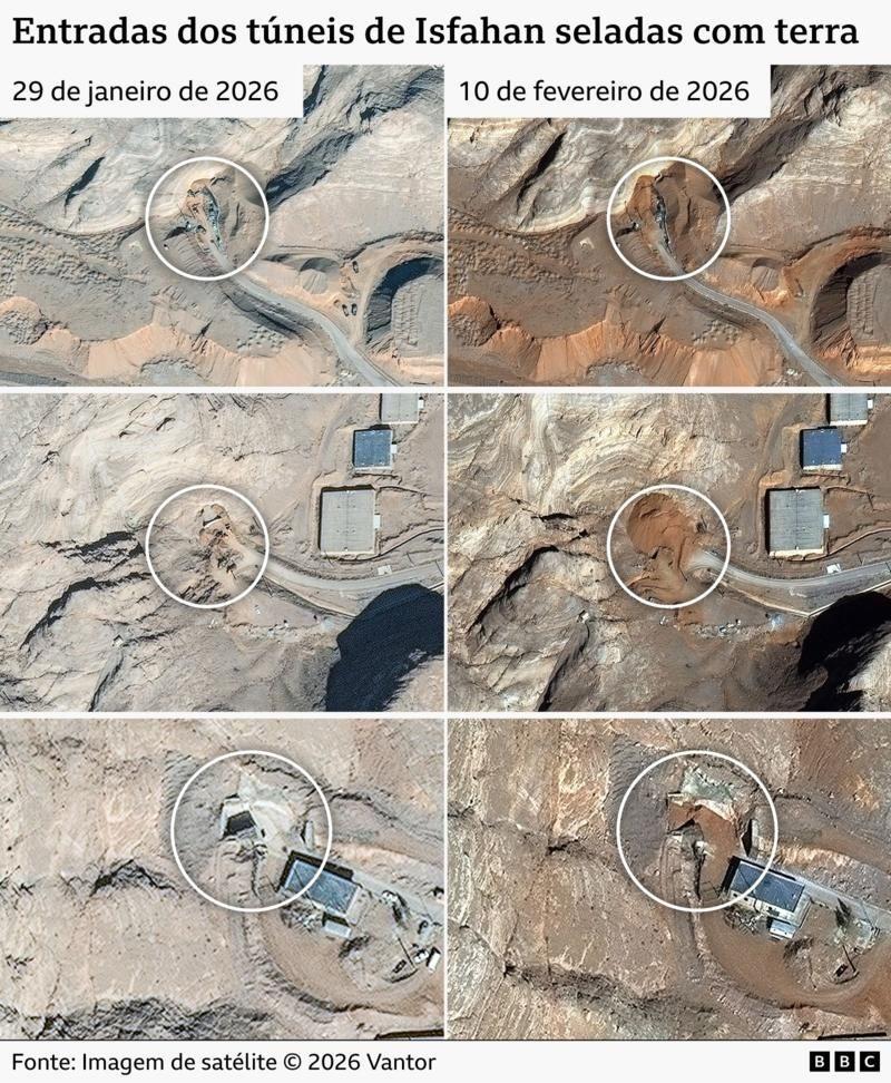 Imagens de sat&eacute;lite de fevereiro mostram que os t&uacute;neis de Isfahan foram cobertos com terra