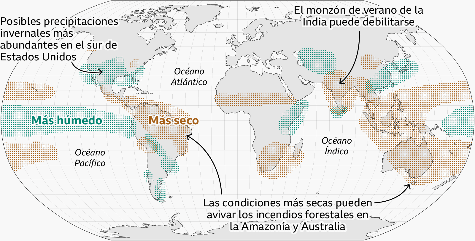 Gráfico de efectos de El Niño en el mundo