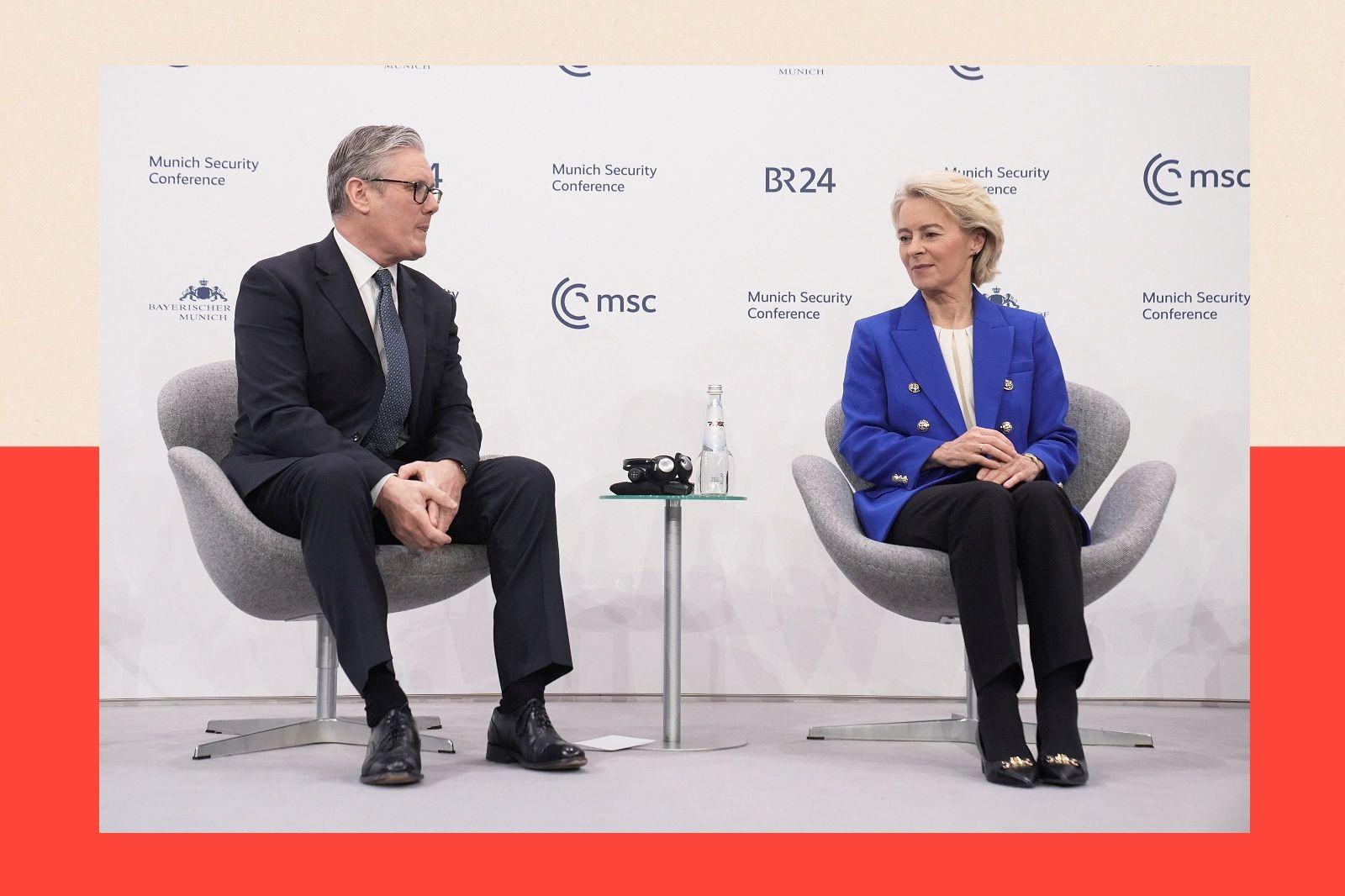 britanski premijer Kir Starmer i šefica Evropske komisije Ursula fon der Lajen na panelu tokom Minhenske bezbednosne konferencije