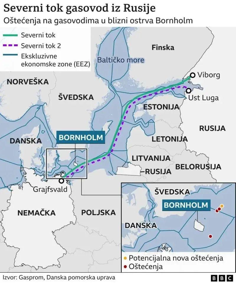 mapa severnog toka i gde je došlo do ekplozije