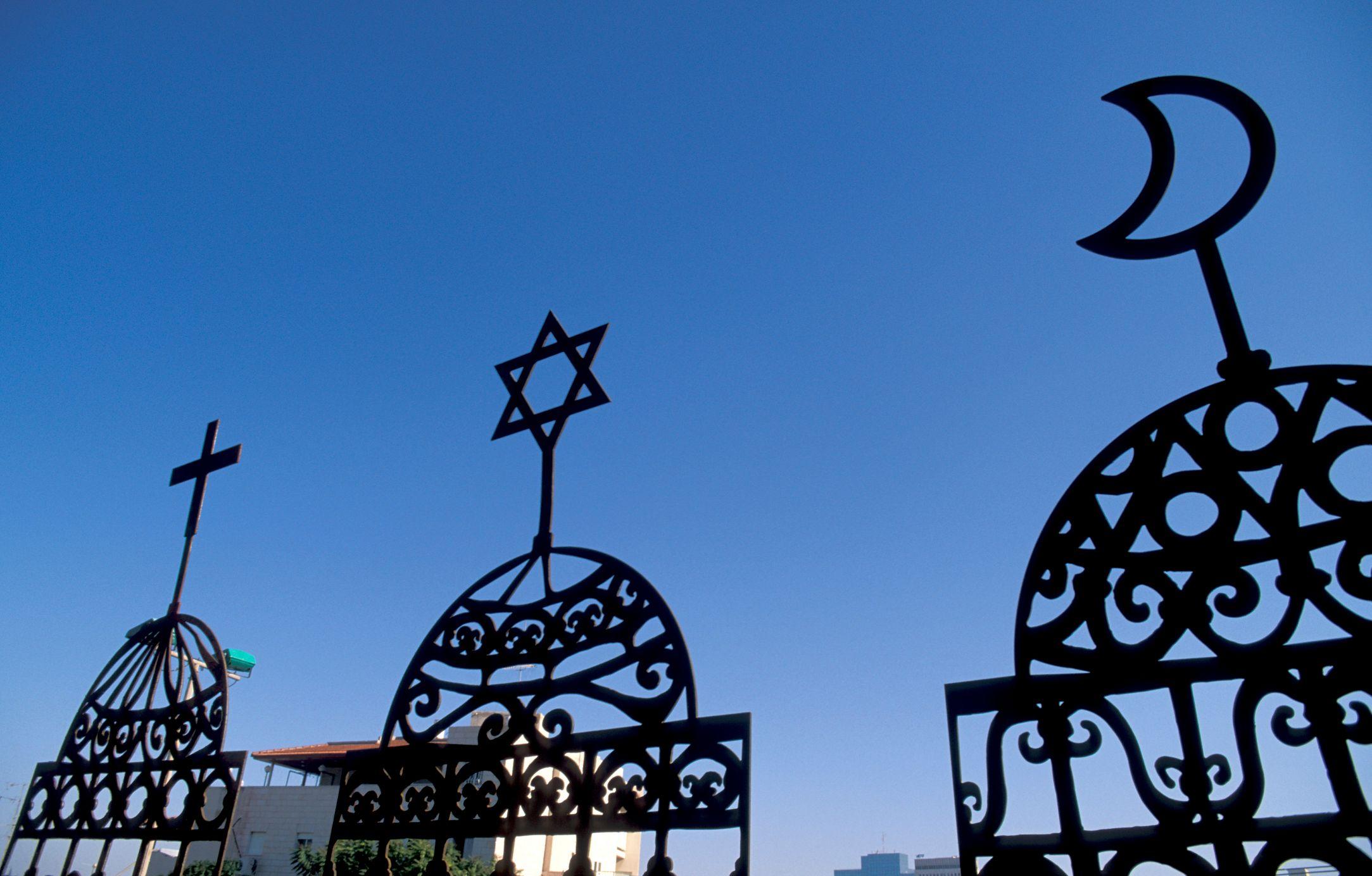 Símbolos del cristianismo, judaísmo e islamismo