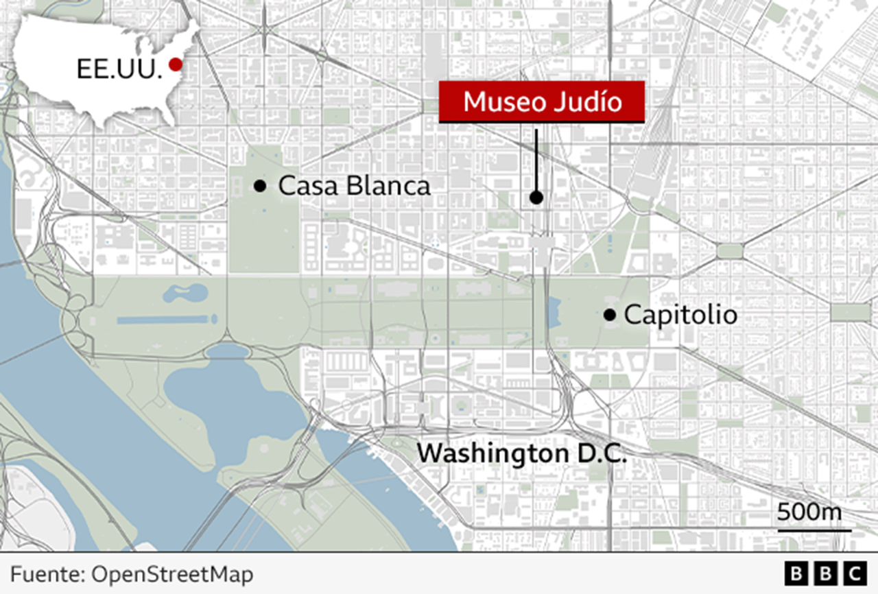 Mapa de Washington con la localización del Museo Judío.