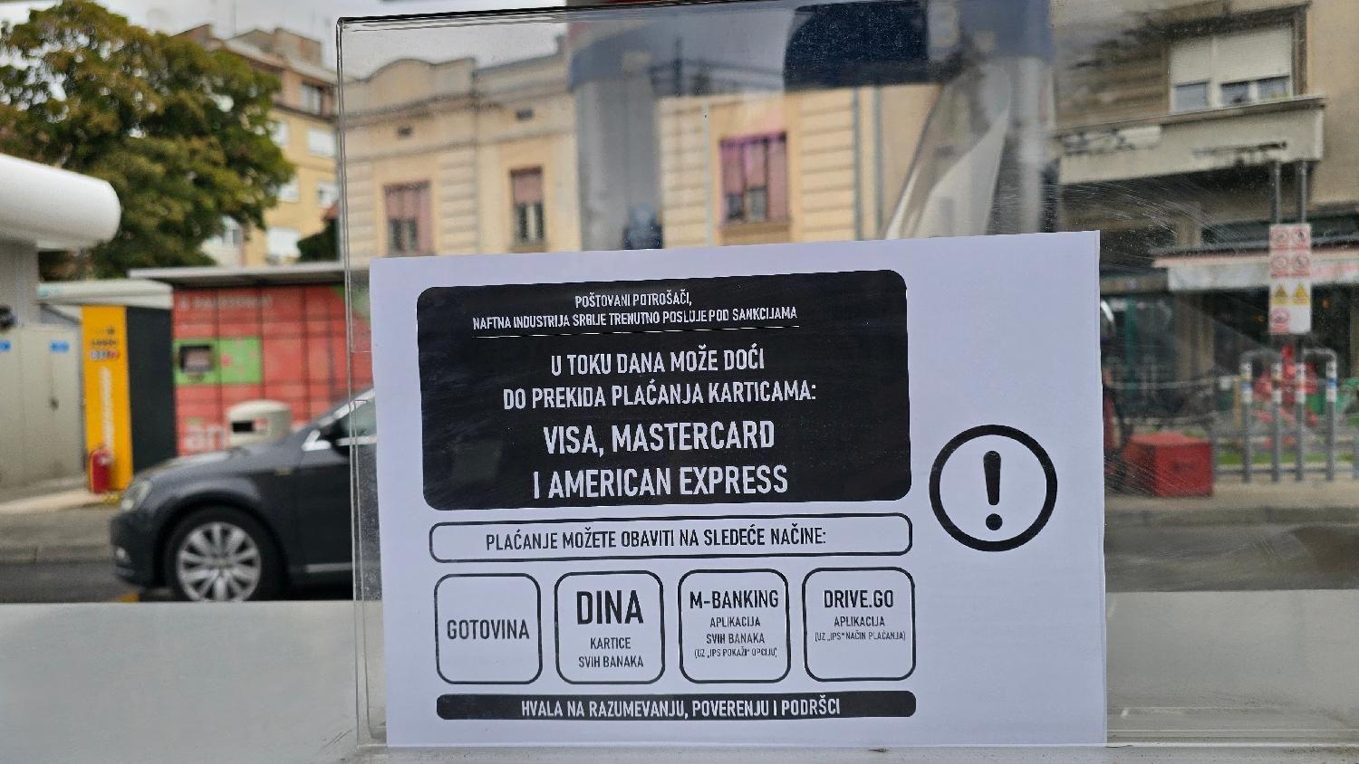 Uputstva na pumpama NIS-a o načinu plaćanja posle uvođenja sankcija