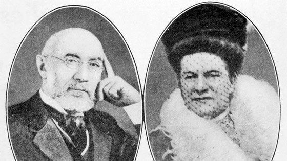 Fotos en blanco y negro de  Isidor Straus y su esposa Ida 