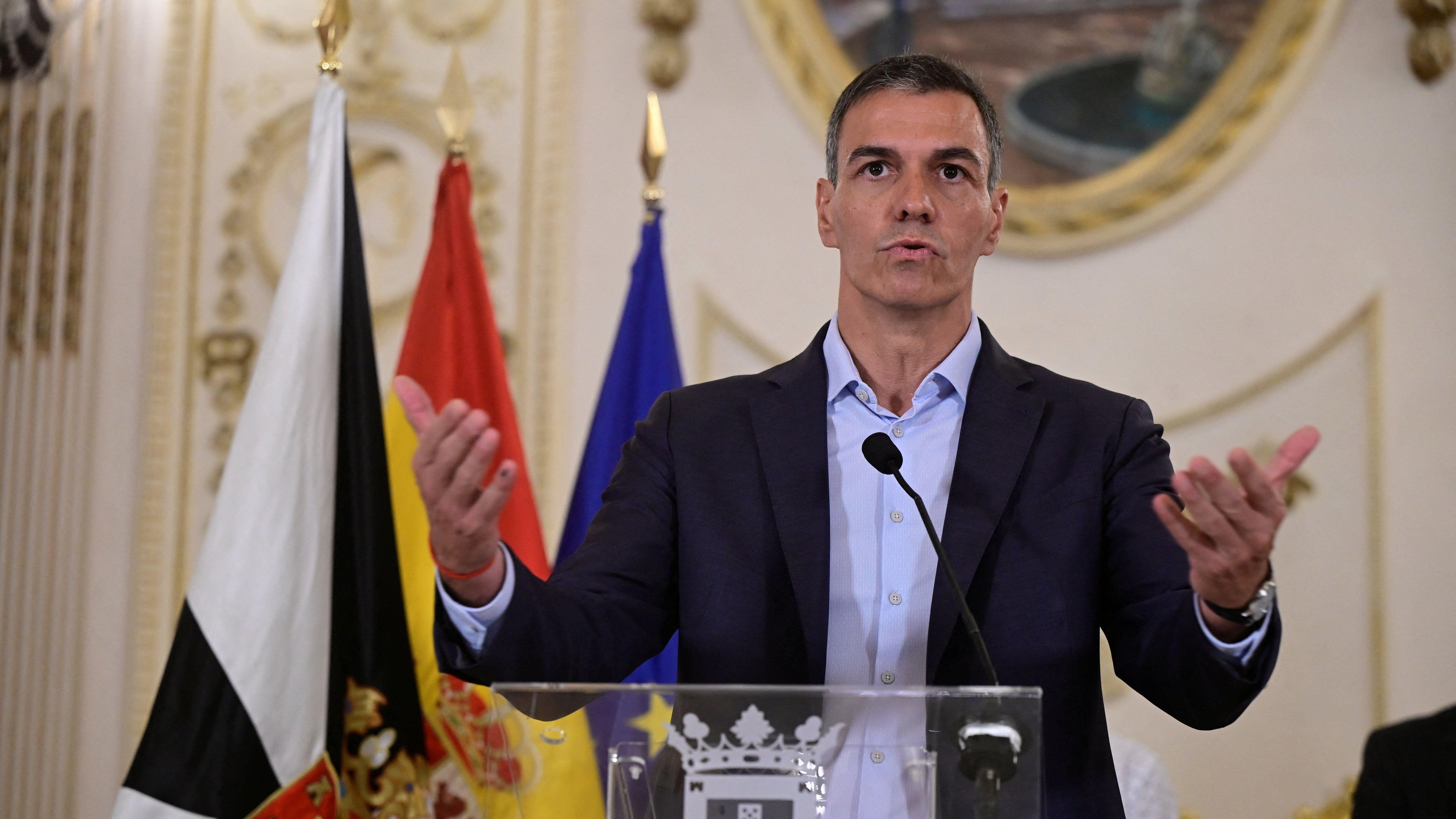 El presidente del Gobierno de España, Pedro Sánchez, durante una comparecencia en La Moncloa 