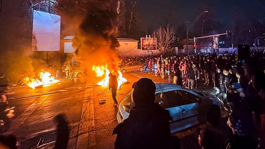Demonstrasi di Teheran, Iran, pada 9 Januari 2026.