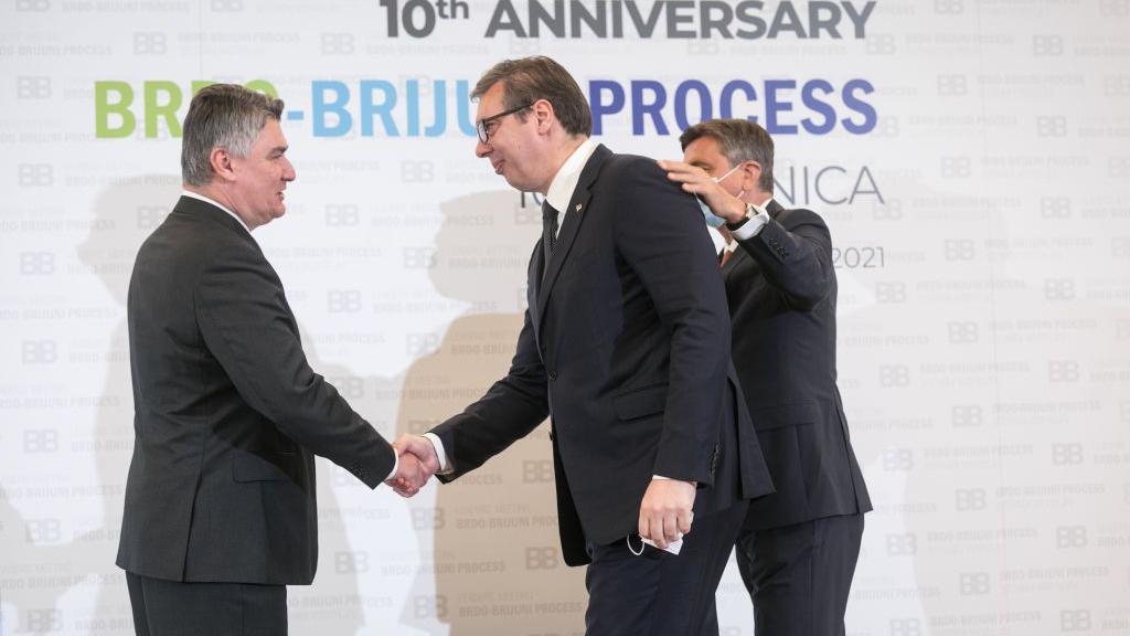 Zoran Milanović i Aleksandar Vučić na samitu Brdo-Brioni 2021. u Sloveniji