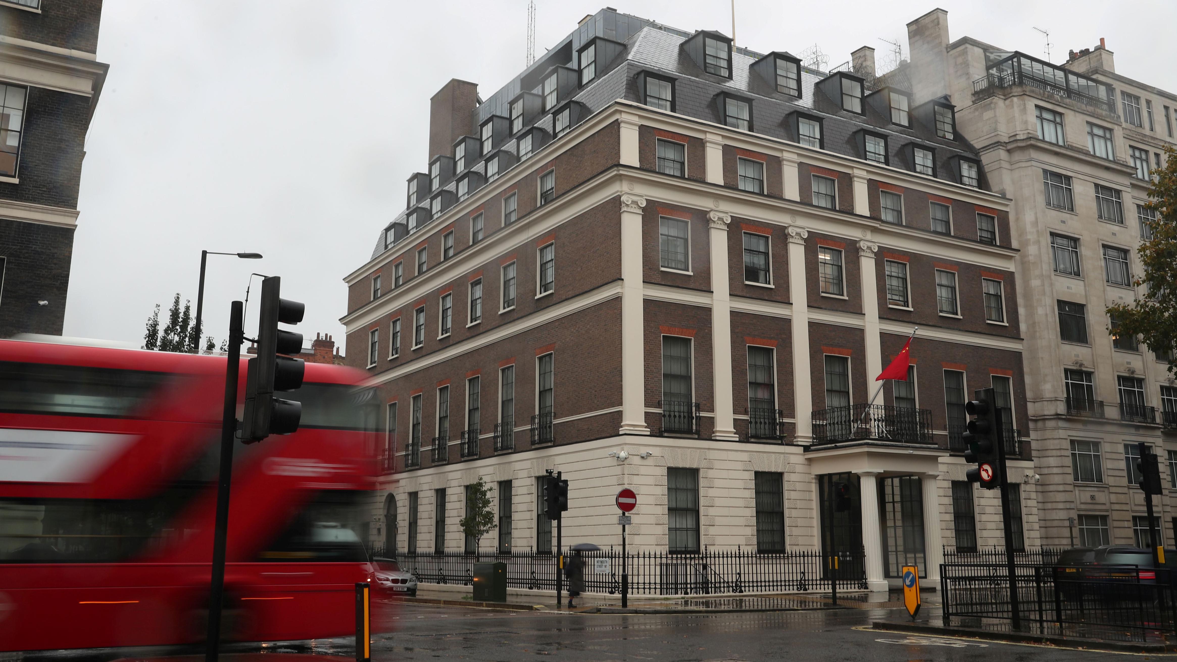 倫敦波特蘭坊中國駐英國大使館現址外貌（資料圖片）