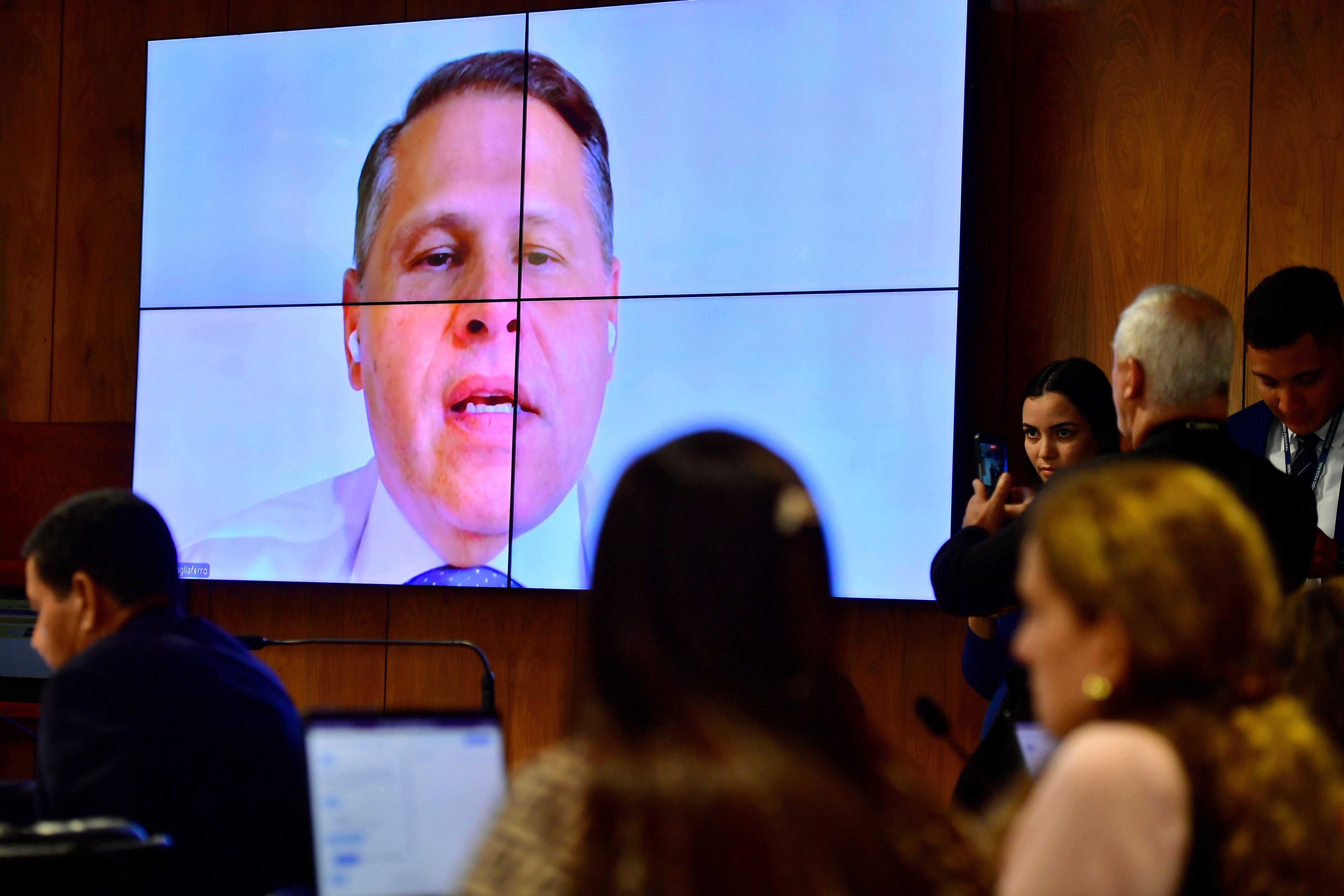 Tagliaferro em sessão da Comissão de Segurança Pública do Senado