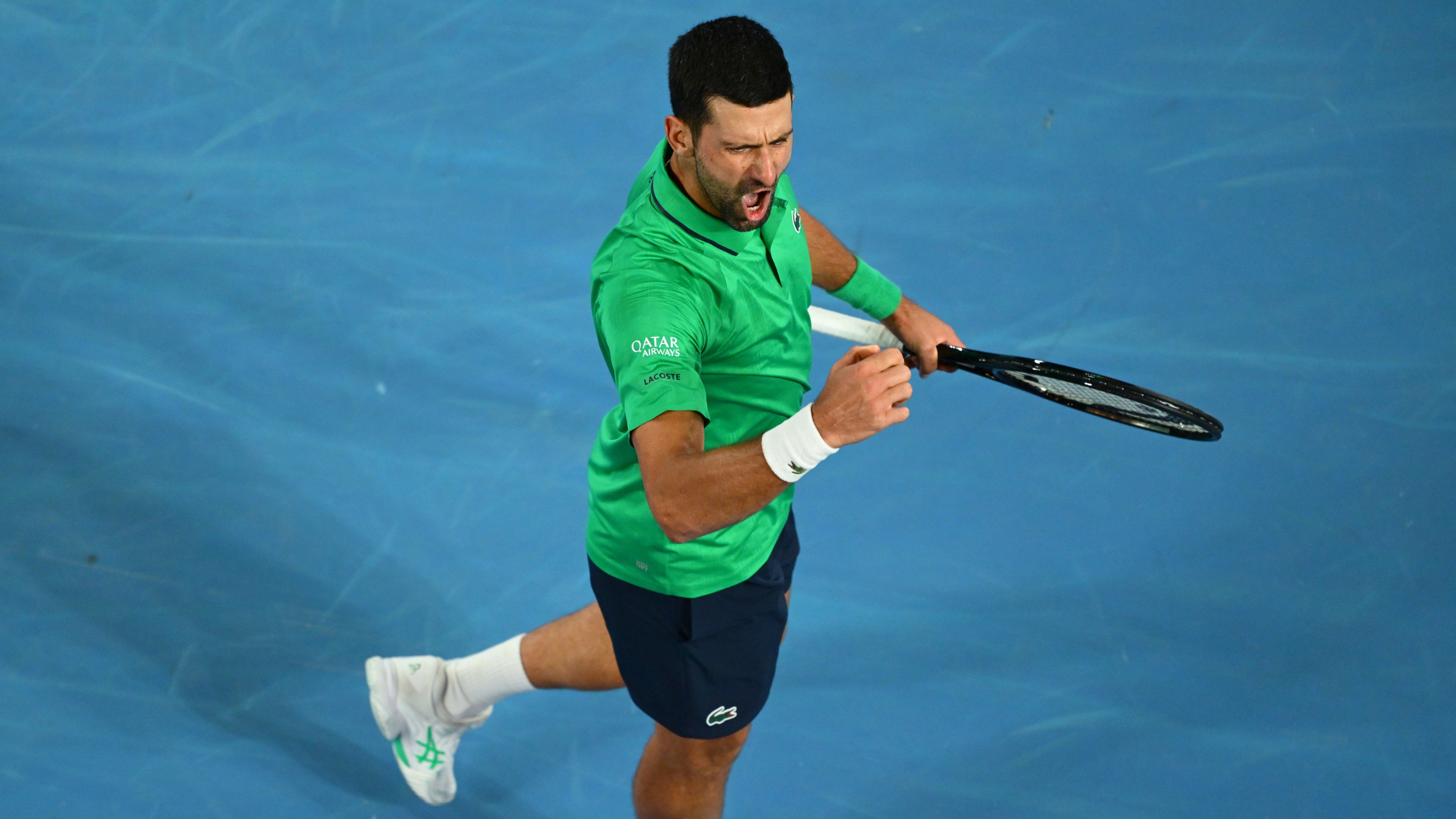 Australian Open final: Djokovic holds Alcaraz off at start of fourth set