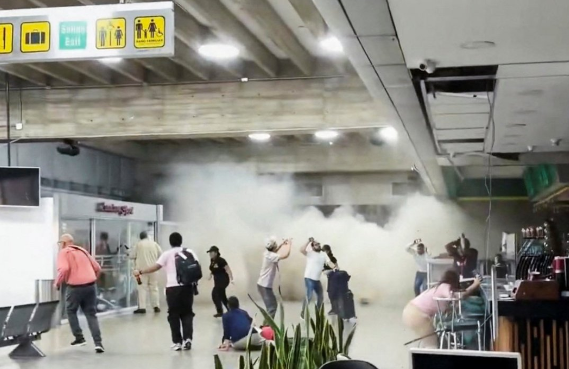 El momento de los terremotos en el aeropuerto de Maiquetía.