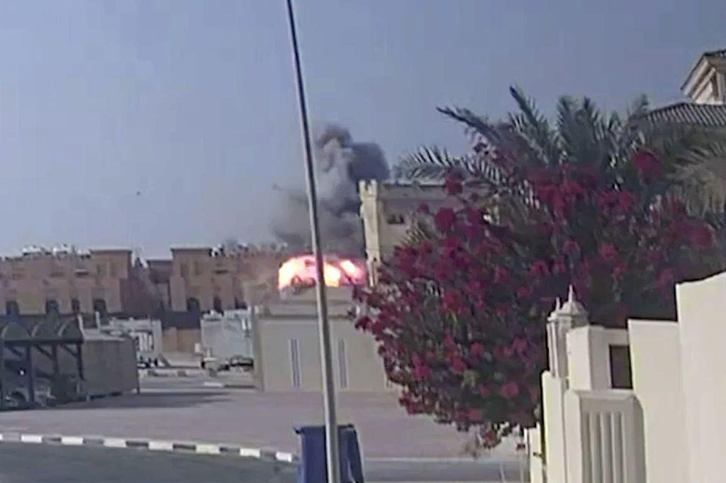 Imagen de una explosión en el lugar del ataque israelí.