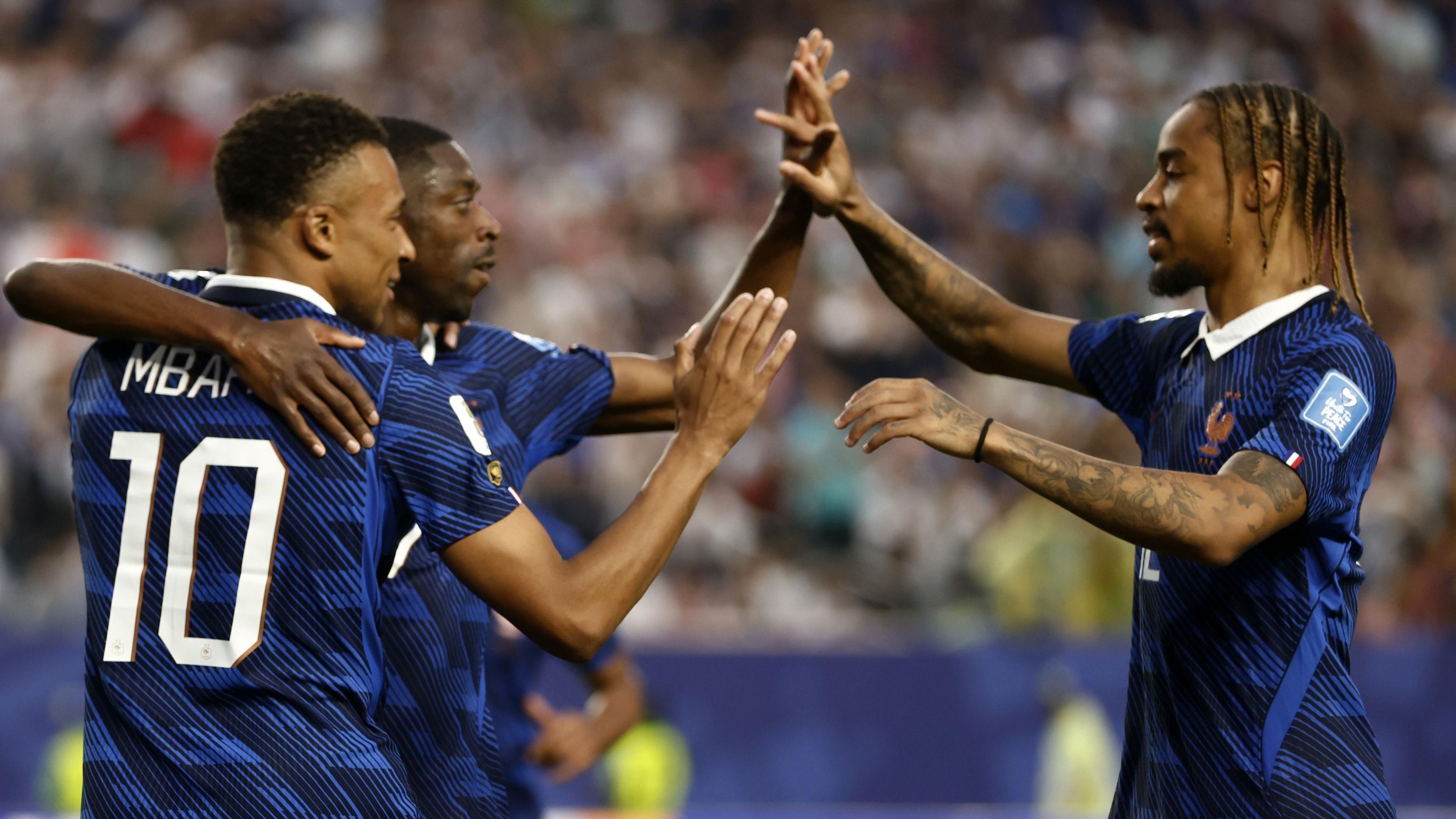 Dembele adds France third against Iraq after two-hour delay