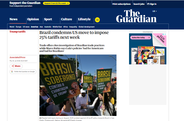 Reportagem no The Guardian