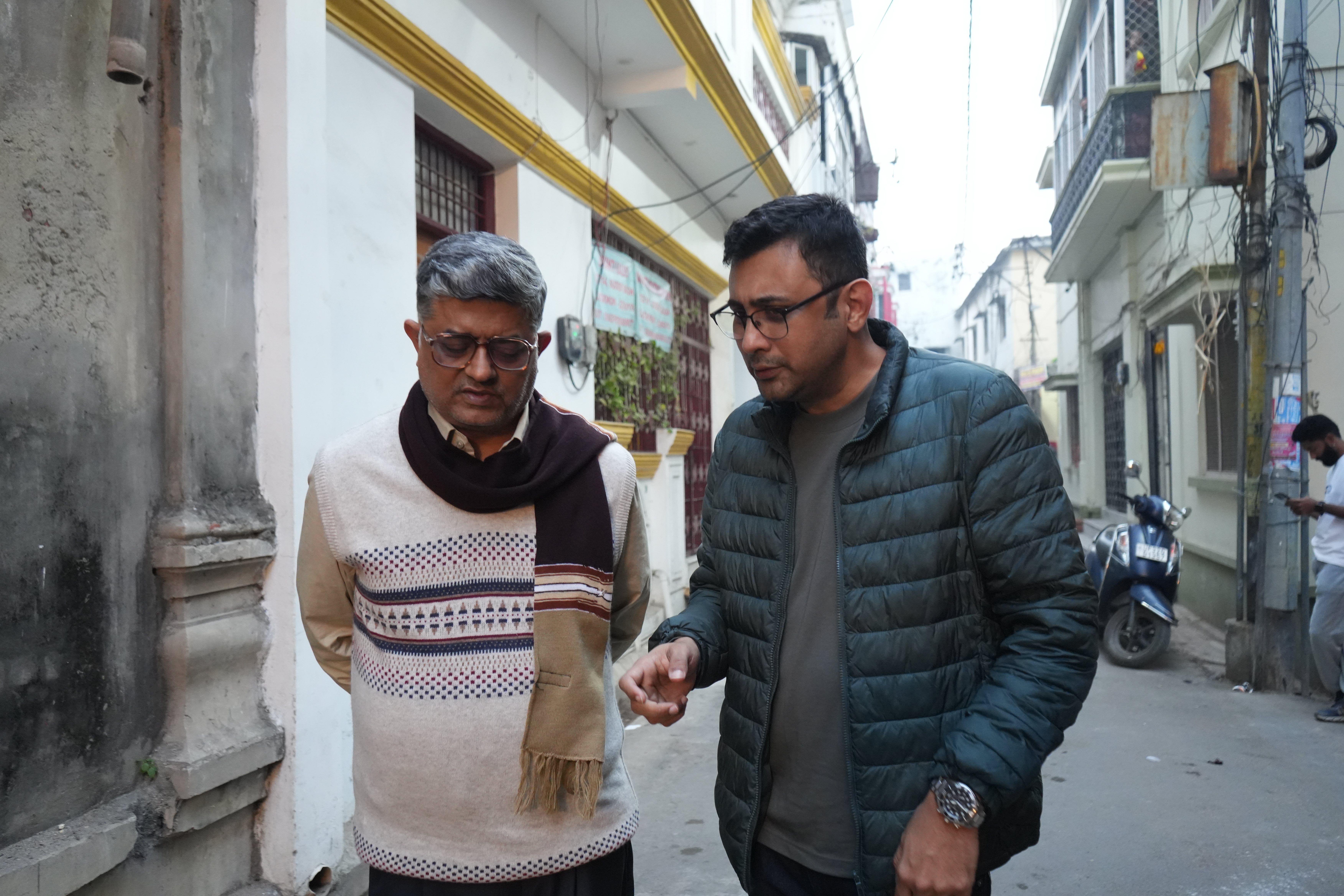 Actor Gajraj Rao (left) with the Prosit Roy, director of the film Band Baaja Betiyan