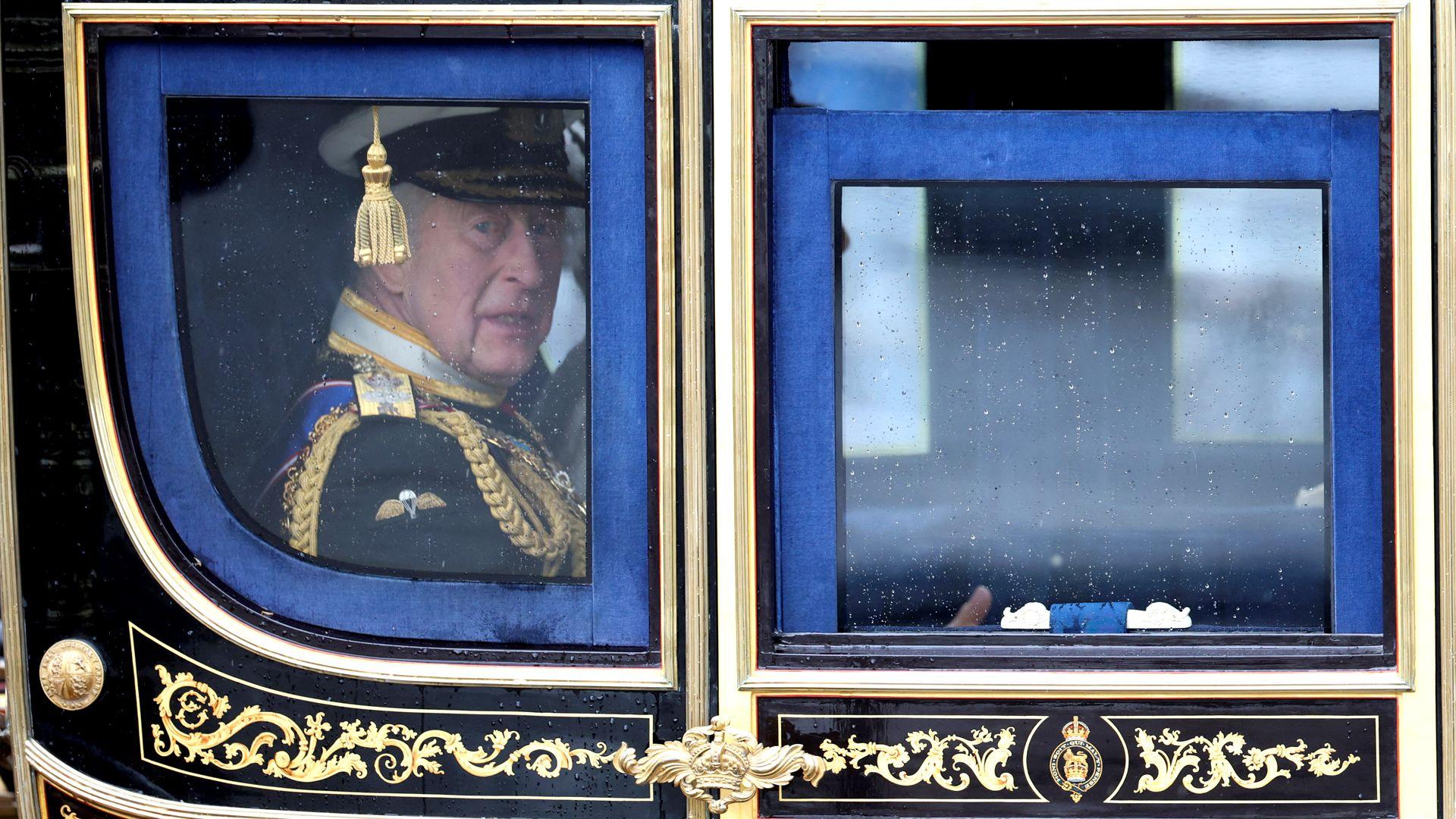 King and Queen on their way to Westminster for State Opening of Parliament