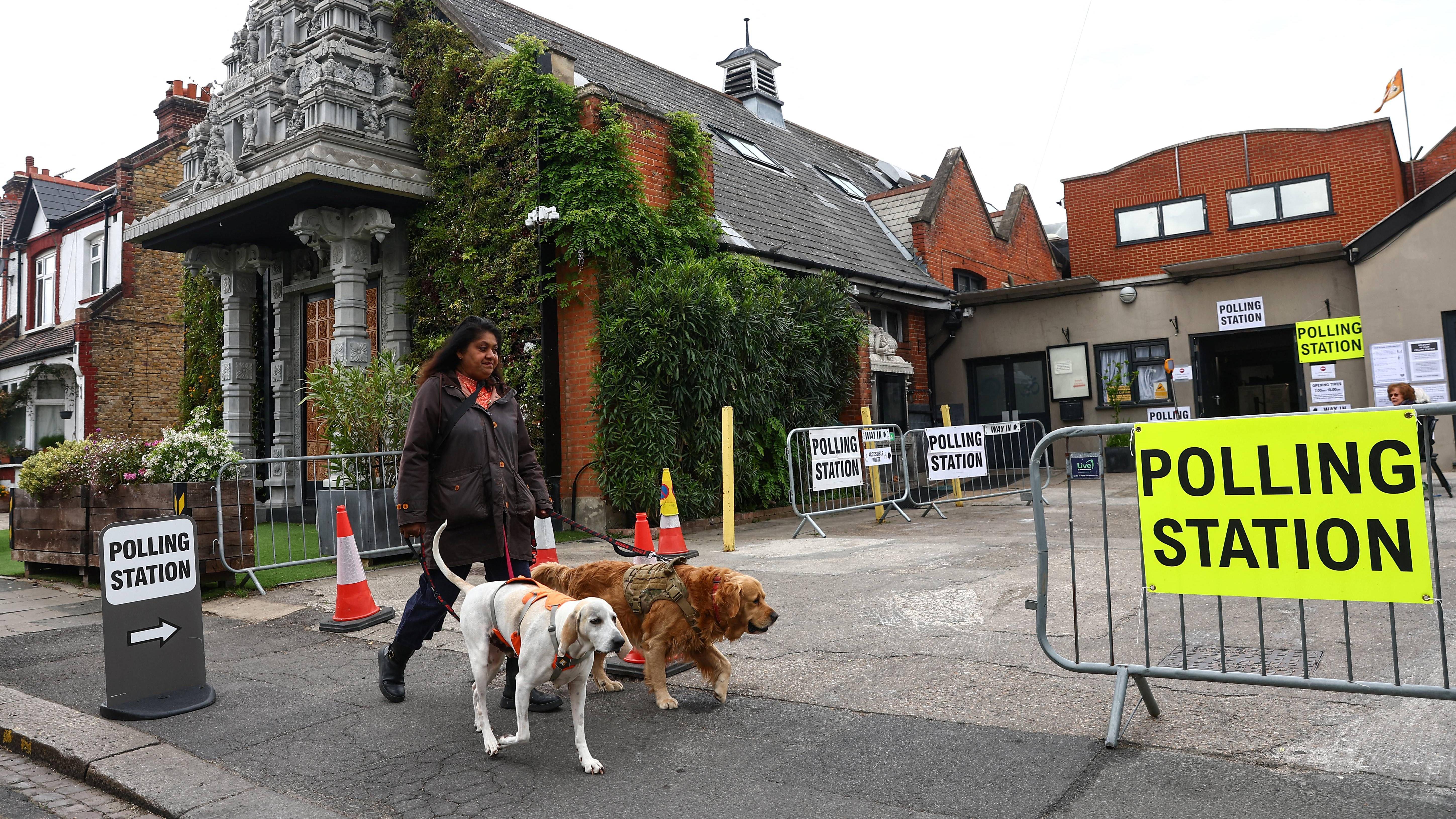 Voters heading to the polls in elections in England, Scotland and Wales