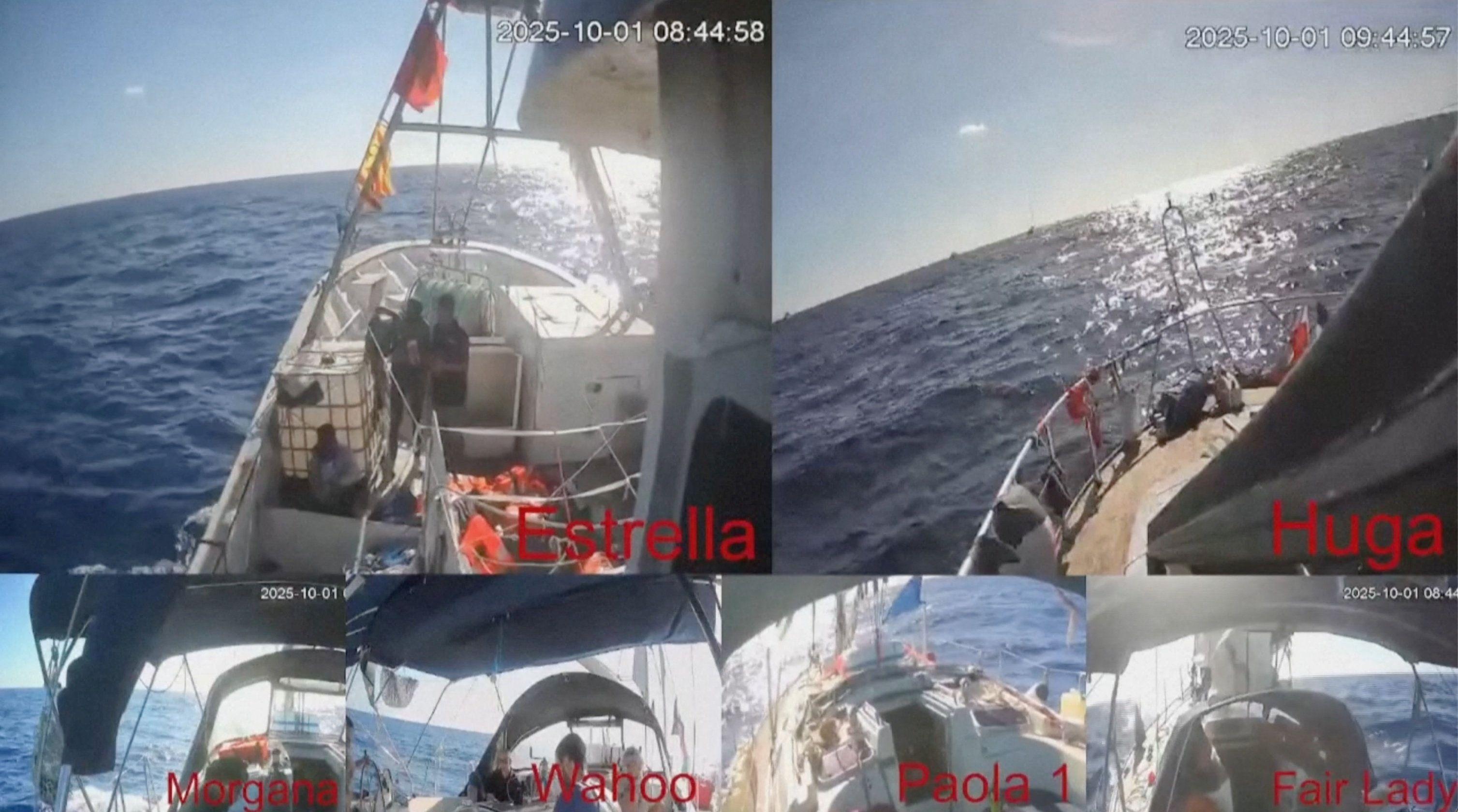 Varias fotos de los barcos de la GSF navegando en el Mediterráneo