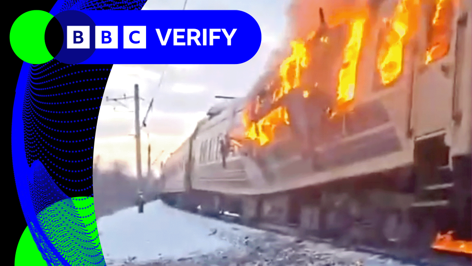 Dramatic footage shows baby among those evacuated from blazing Ukraine train 