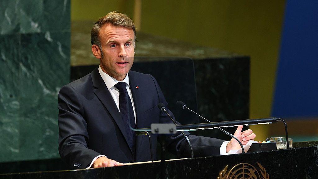 Emmanuel Macron habla ante la Asamblea General de Naciones Unidas.