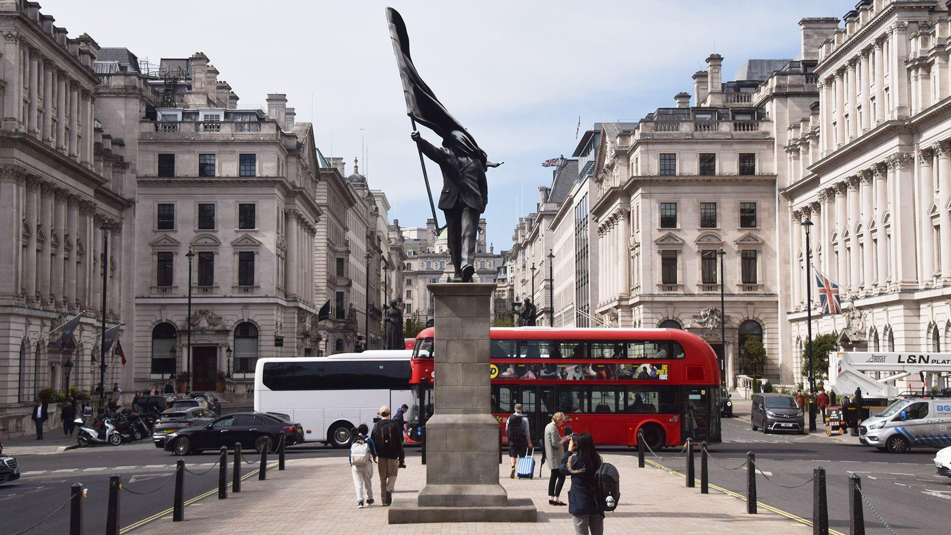 Statue with Banksys signature appears in London