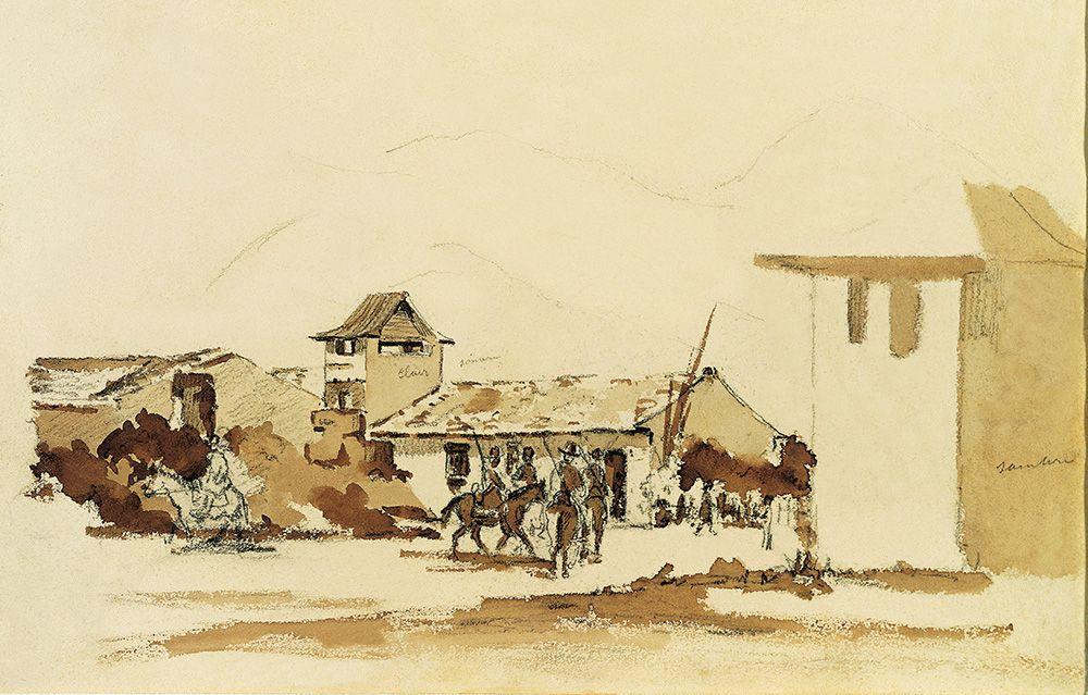 Cuadro de Camile Pisarro sobre unos soldados a caballo.