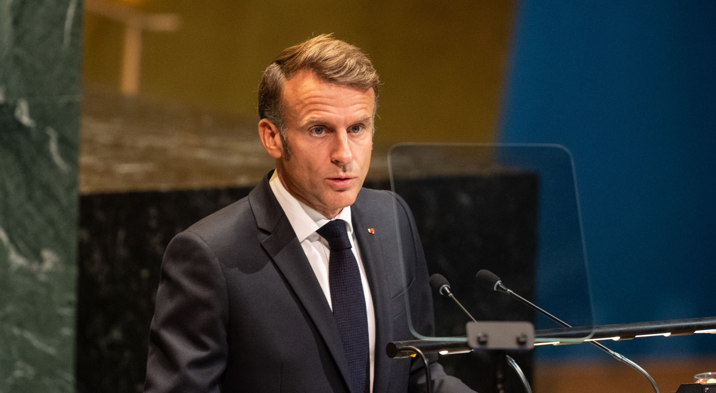 Macron discursando na ONU