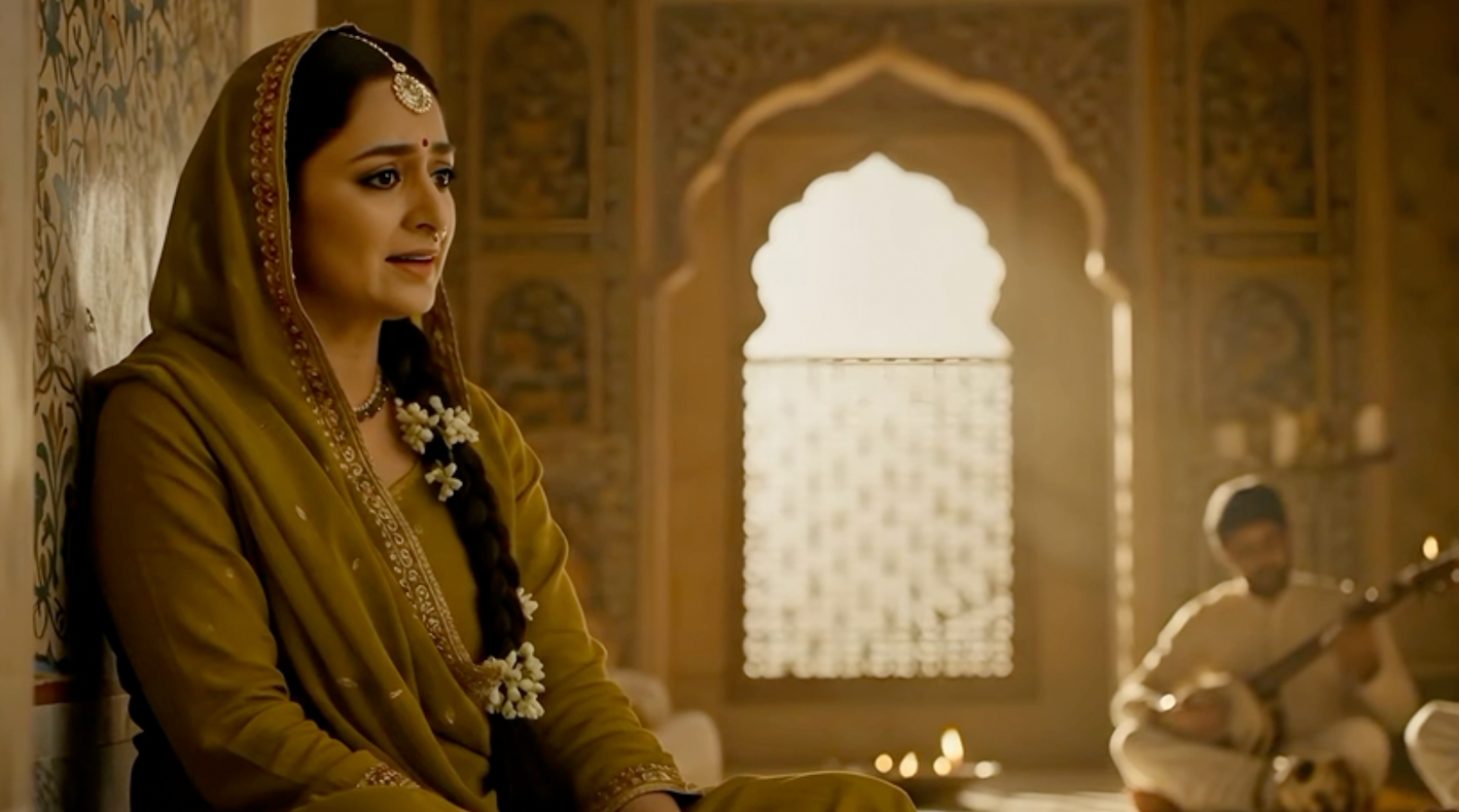 人工智慧製作的電影截圖，畫面中一位女士正在唱歌