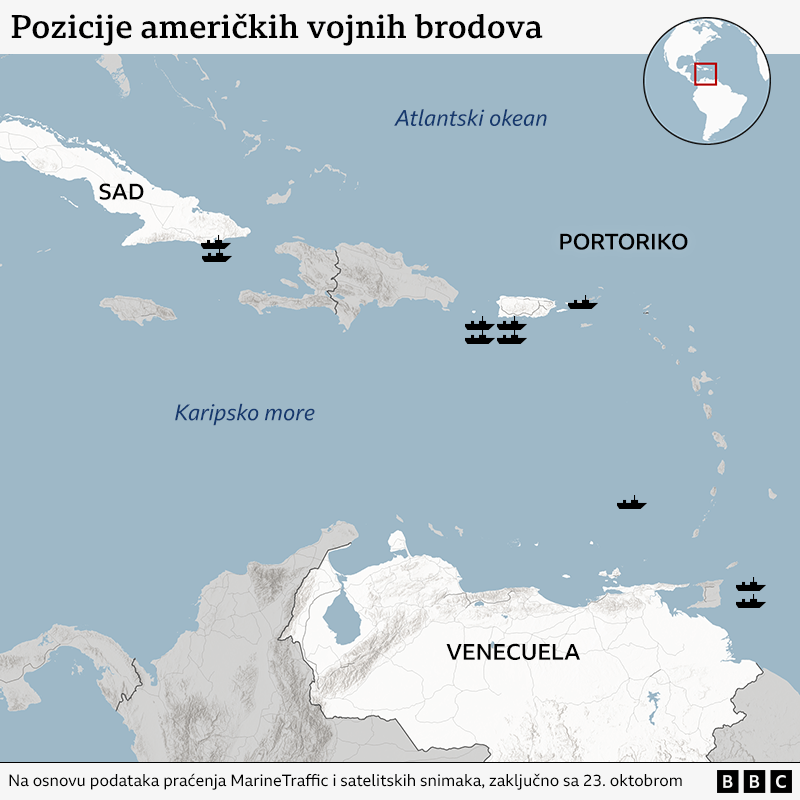 američki ratni brodovi u karipskom moru