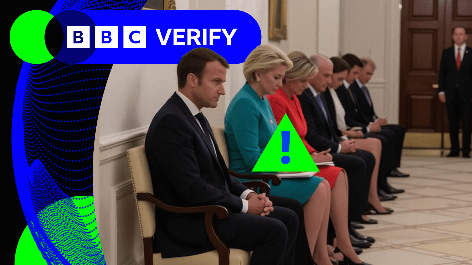 How we know this image of leaders waiting for Trump is AI
