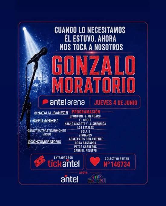 Afiche del festival de música del 4 de junio en Montevideo en beneficio de Gonzalo Moratorio