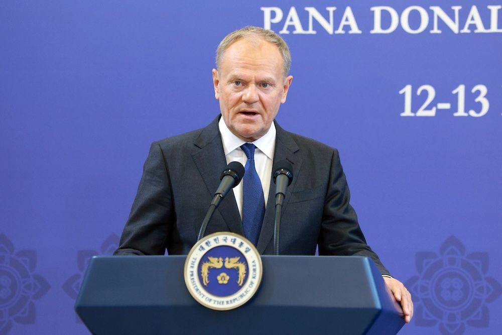 도날드 투스크 폴란드 총리가 13일 청와대에서 공동언론발표를 하고 있다.