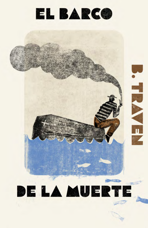 Tapa de la nueva edición en español de "El barco de la Muerte" muestra un dibujo de un marinero sentado en un ataud que flota en el agua