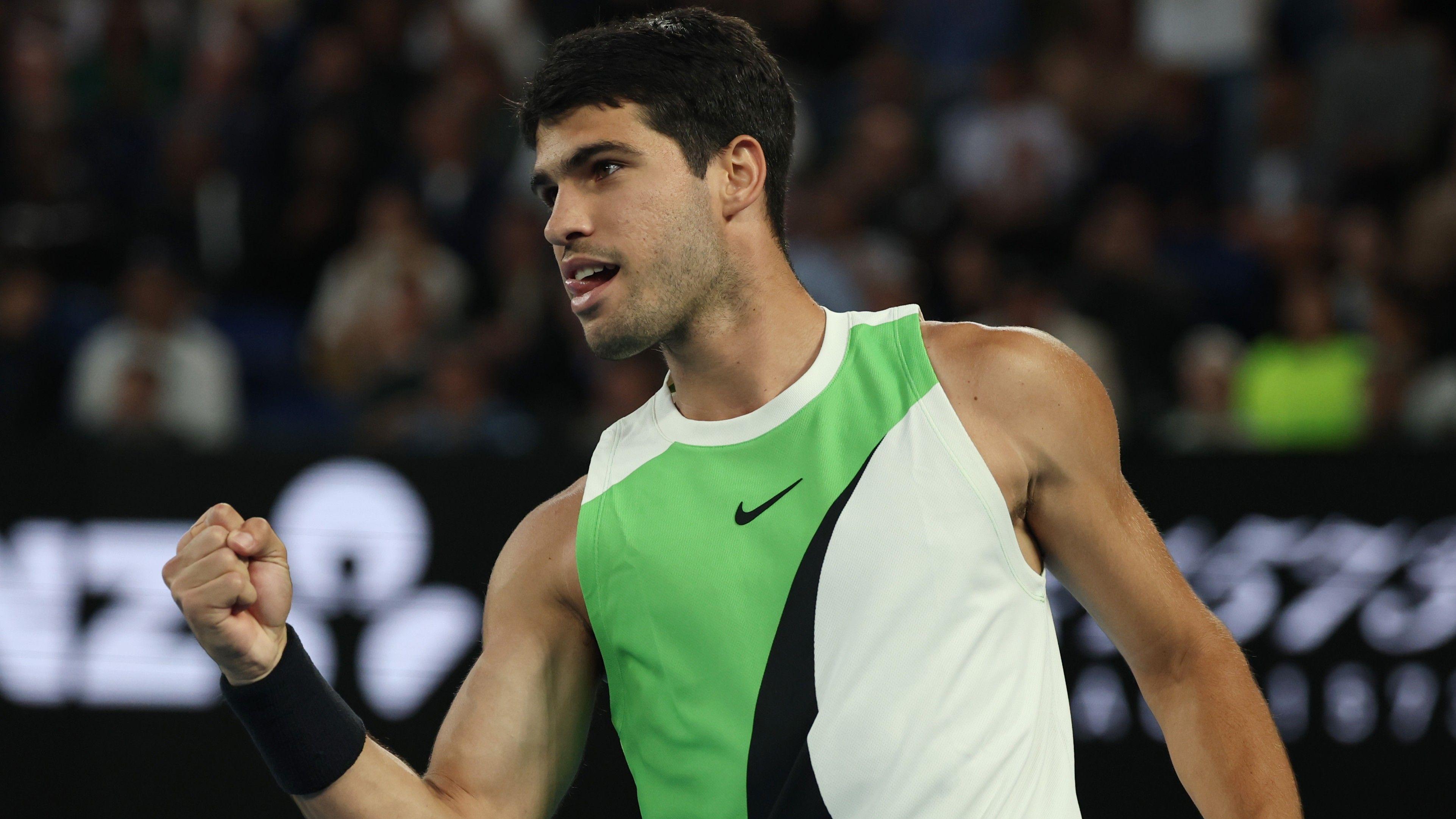 Australian Open final: Alcaraz wins second set to level against Djokovic