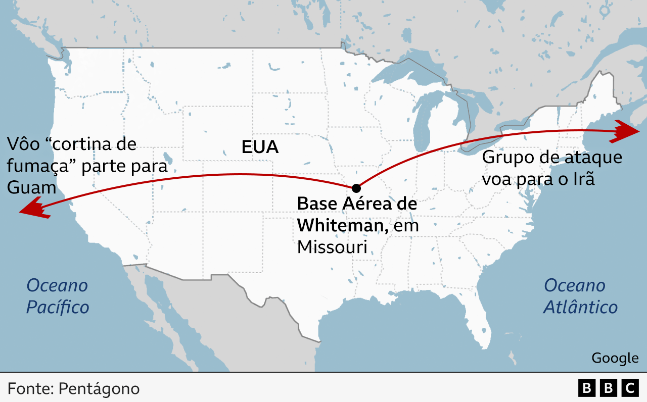 Mapa mostra voos que partiram de base no Missouri