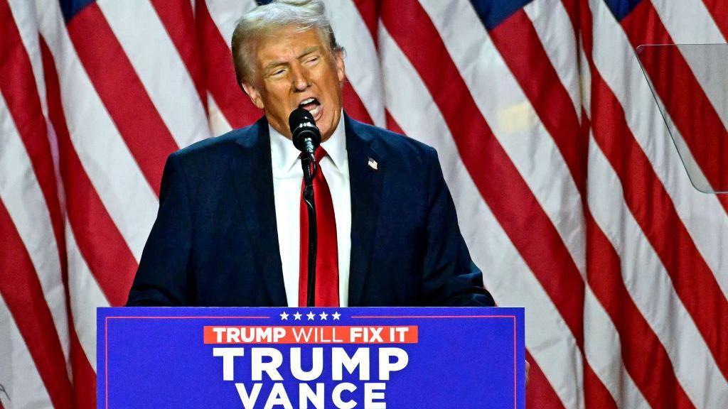 Donald Trump en el discurso donde celebró su victoria electoral el pasado 5 de noviembre.