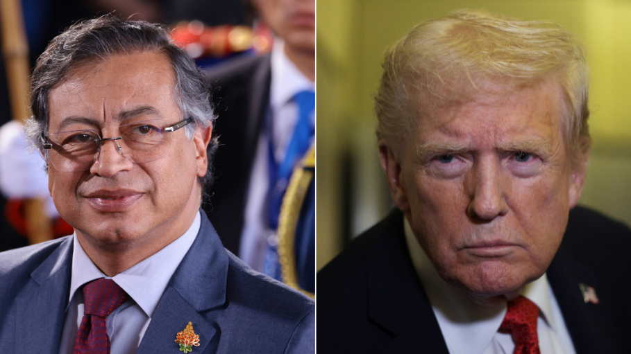 Composición de dos fotografías recientes de Gustavo Petro y Donald Trump.