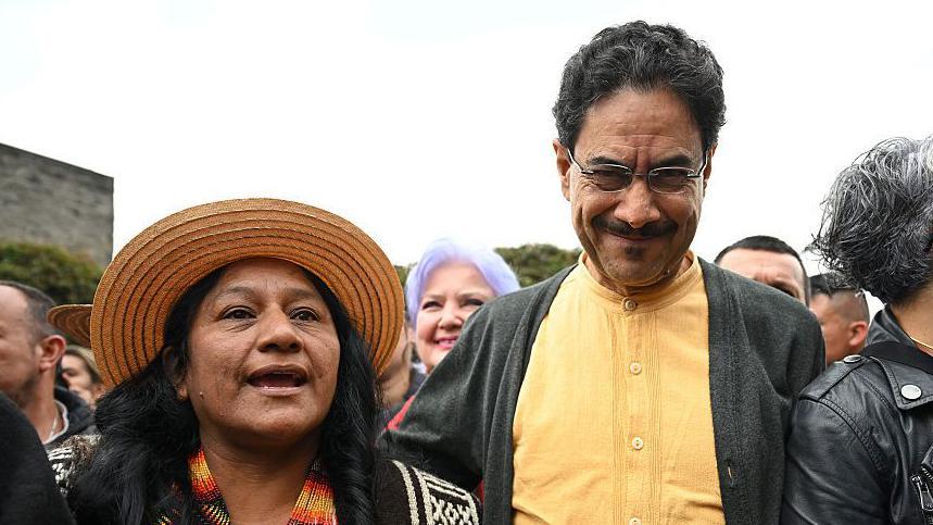 Los senadores y candidatos a la presidencia y vicepresidencia Aida Quilcué e Iván Cepeda, fotografiados en marzo de 2026. 