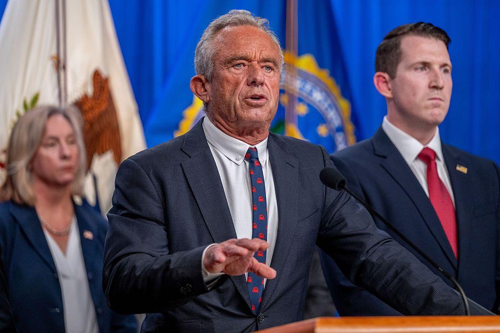 Health Secretary Robert F Kennedy Jr speaks during a news conference in June