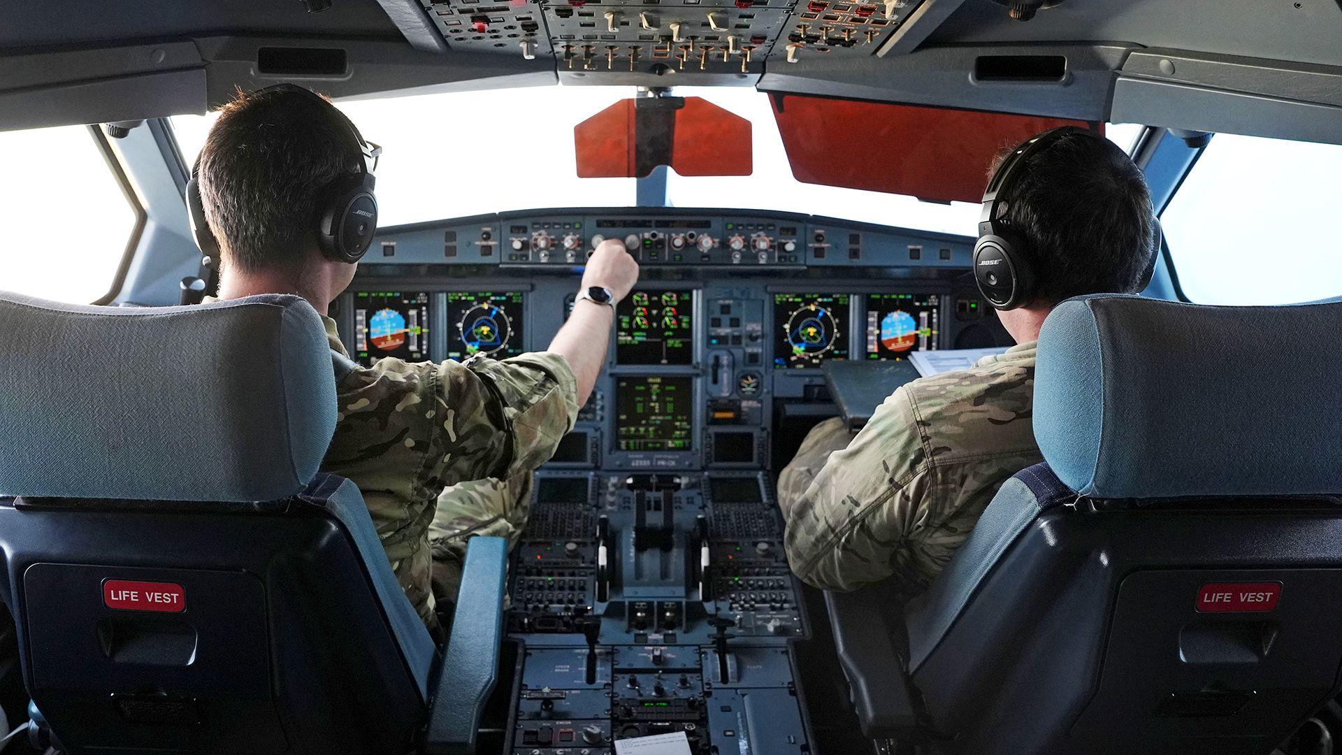 Inside the cockpit of RAF tanker during defensive mission against Iranian drones